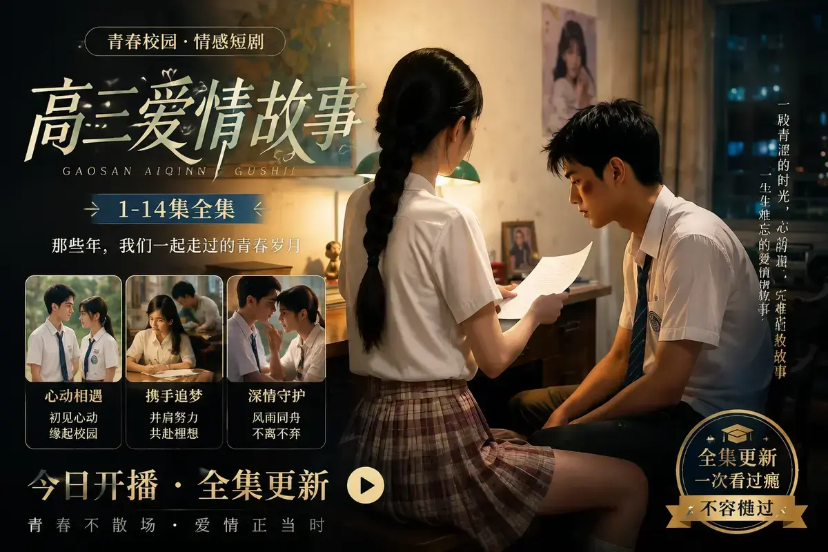 《AI 短剧高三爱情故事》高清完整版在线观看 - 校园恋曲初见心动误会虐心毕业告白 - 高三爱情故事中字无删减全集免费看